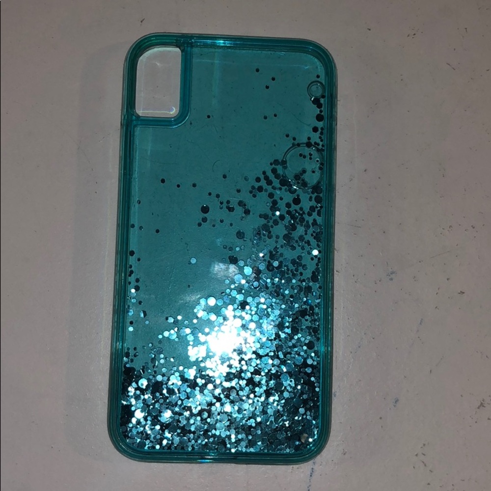 blue sparkle moving phone case